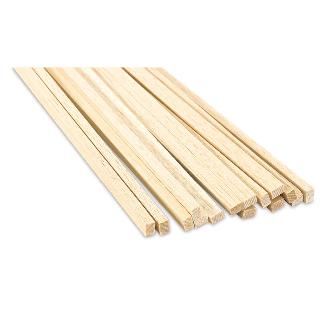 Open in modal - Bud Nosen Balsa Wood Sticks - 1/4" x 3/8" x 36", Pkg of 15 (view of the ends)