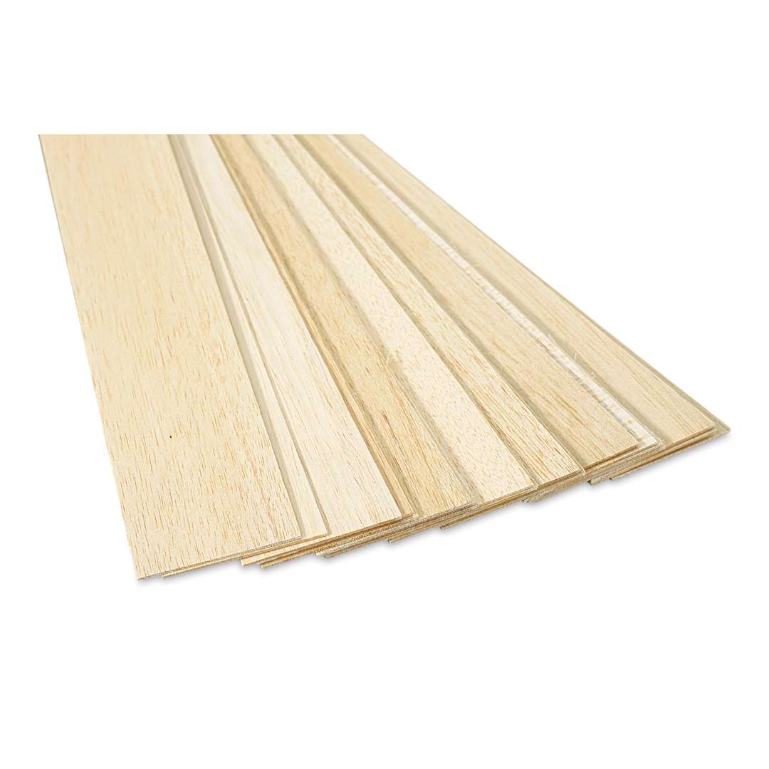 Open in modal - Bud Nosen Balsa Wood Sheets - 1/16" x 3" x 36", Pkg of 20 (close up)