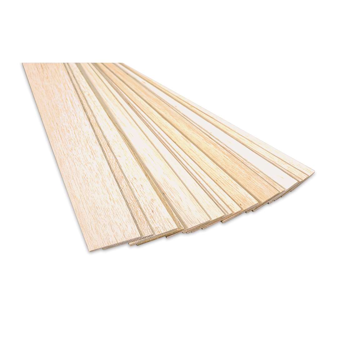 Open in modal - Bud Nosen Balsa Wood Sheets - 1/8" x 3" x 36", Pkg of 20 (close up)