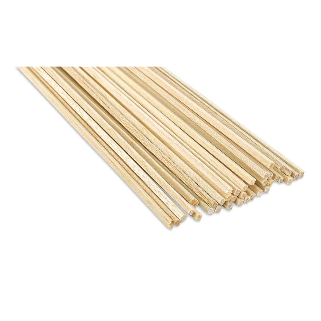 Open in modal - Bud Nosen Balsa Wood Sticks - 1/8" x 1/8" x 36", Pkg of 36 (close up)