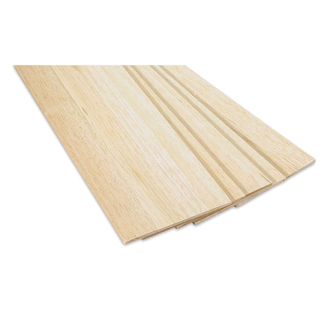 Open in modal - Bud Nosen Balsa Wood Sheets - 3/16" x 6" x 36", Pkg of 5 (view of the ends)