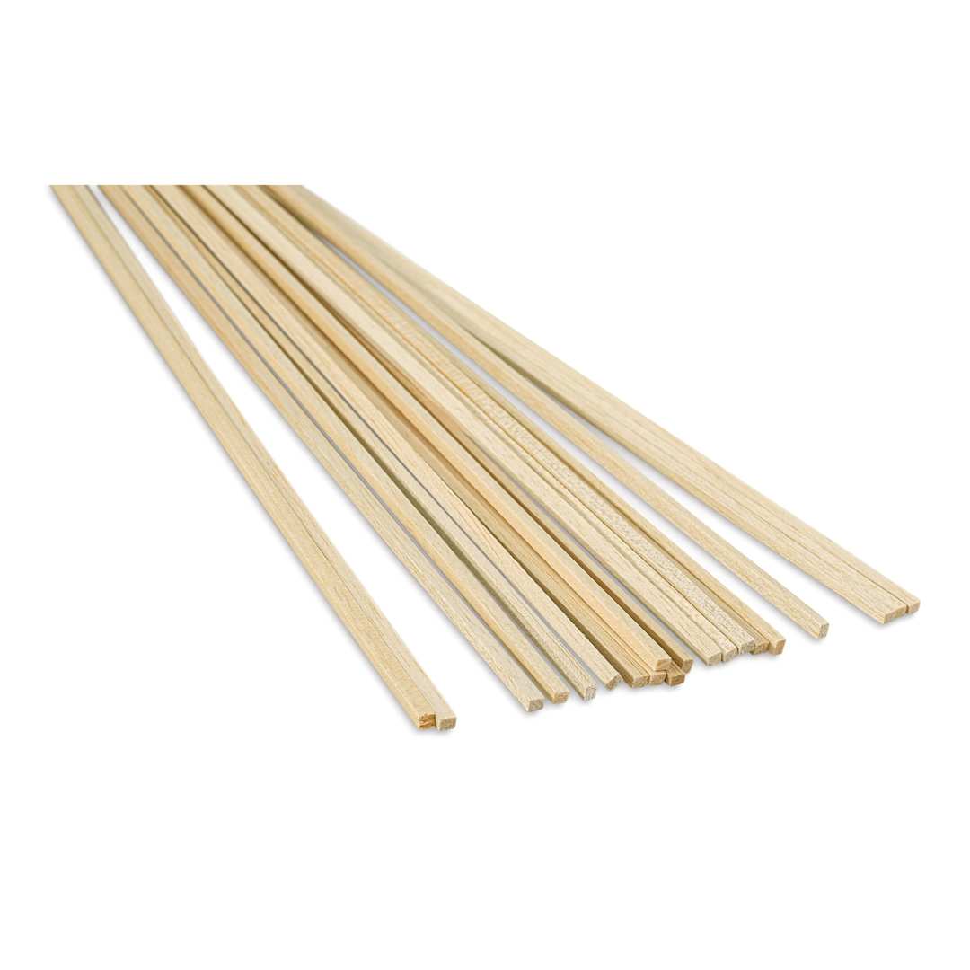 Open in modal - Bud Nosen Balsa Wood Sticks - 3/16" x 1/4" x 36", Pkg of 20 (view of the ends)