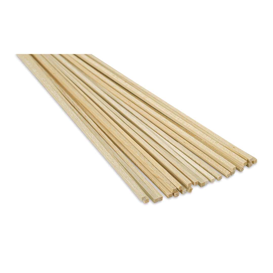 Open in modal - Bud Nosen Balsa Wood Sticks - 3/16" x 3/16" x 36", Pkg of 25 (close up)