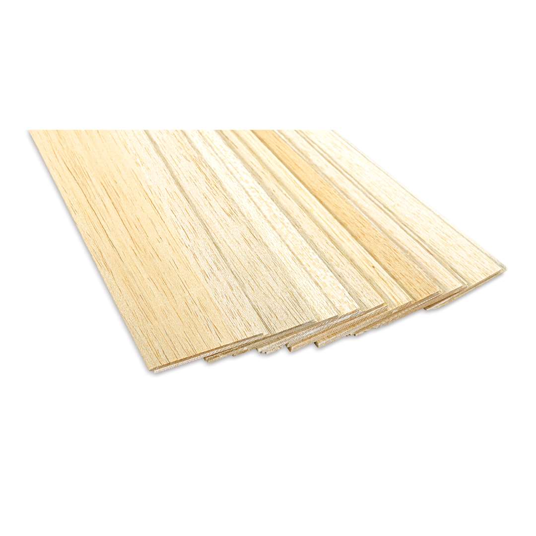 Open in modal - Bud Nosen Balsa Wood Sheets - 3/32" x 3" x 36", Pkg of 20 (view of the ends)