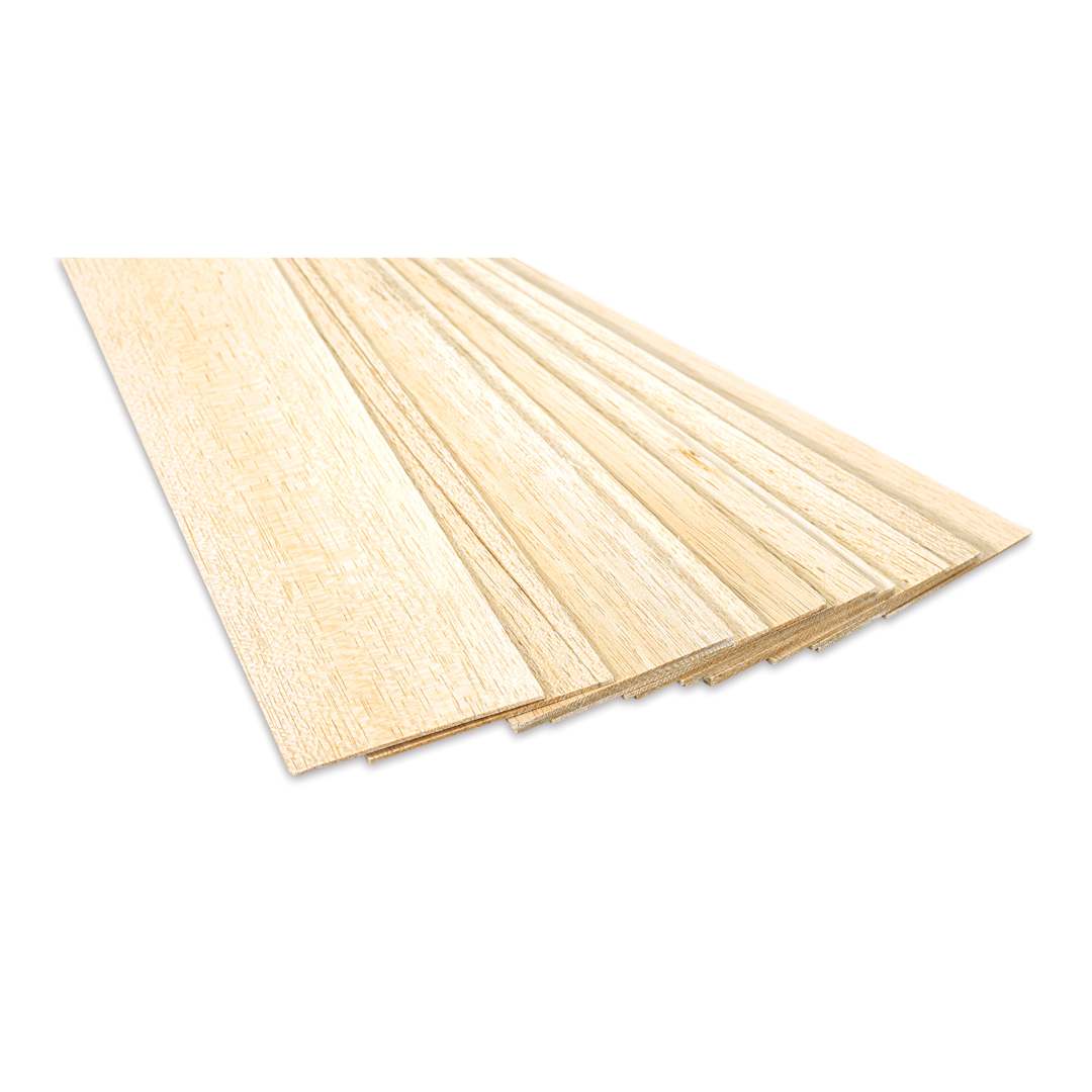 Open in modal - Bud Nosen Balsa Wood Sheets - 3/32" x 4" x 36", Pkg of 15 (view of the ends)