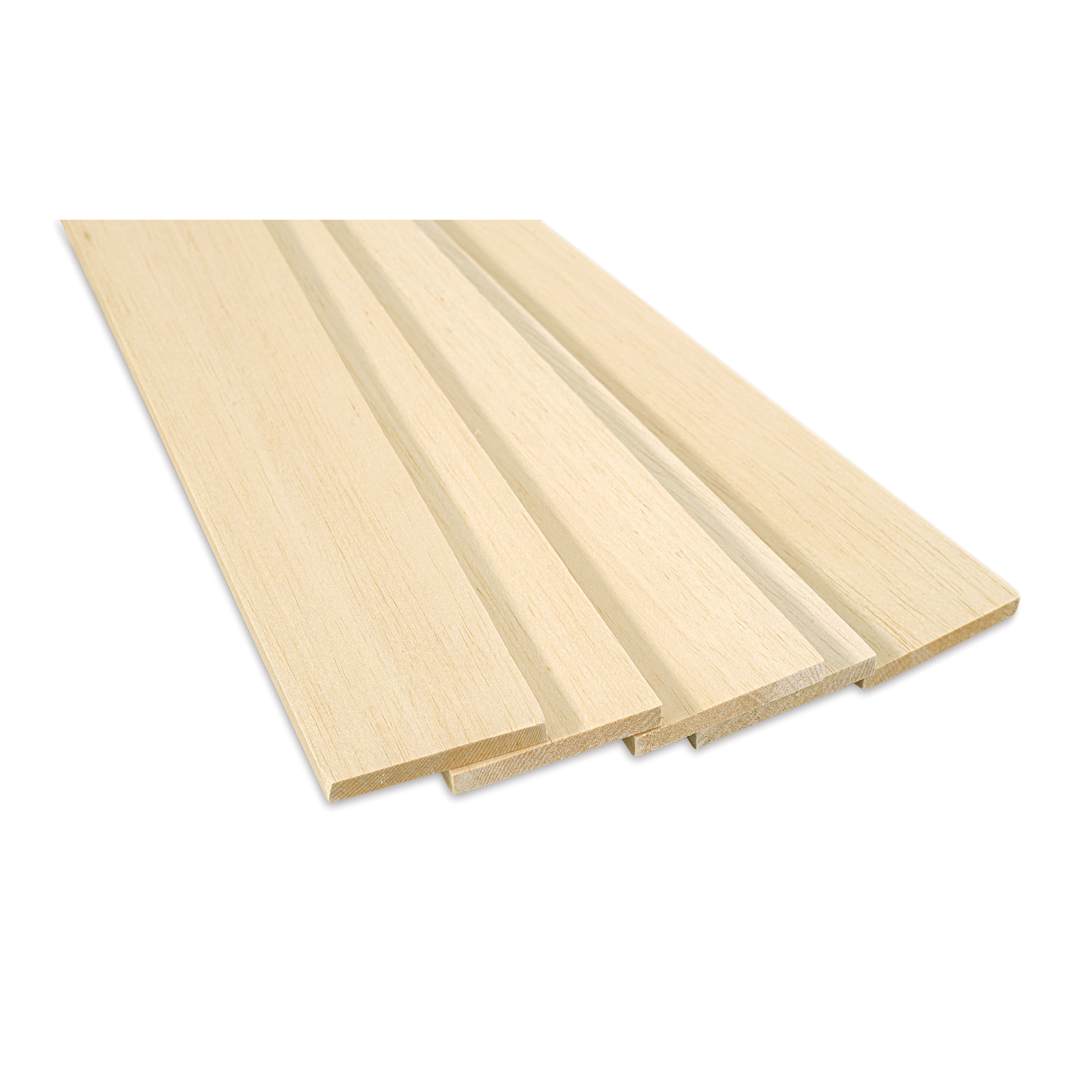 Open in modal - Bud Nosen Balsa Wood Sheets - 3/8" x 3" x 36", Pkg of 5 (view of the ends)