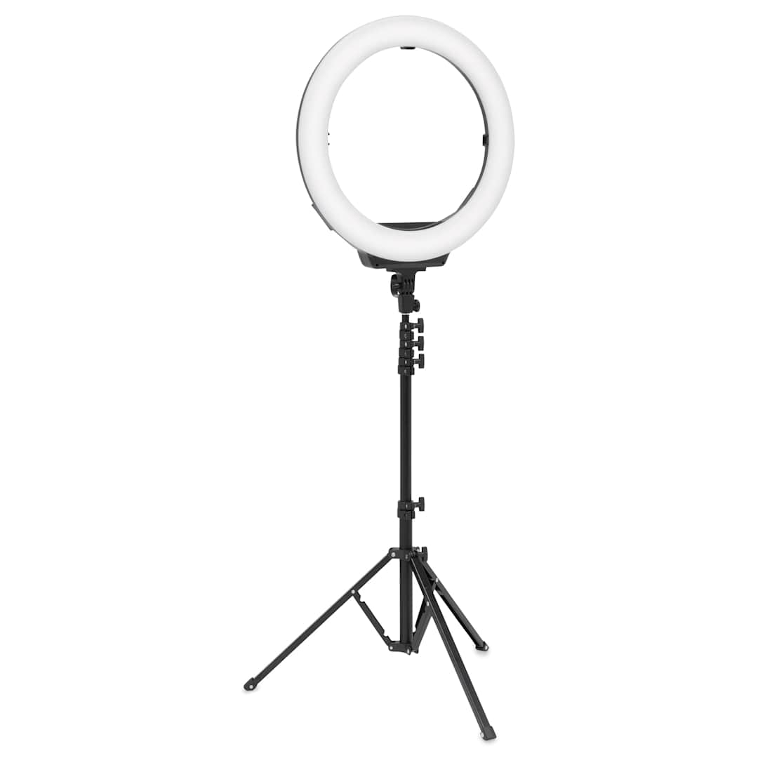 Open in modal - Artograph Ring Light with Floor Stand - 18" Diameter, front view. 