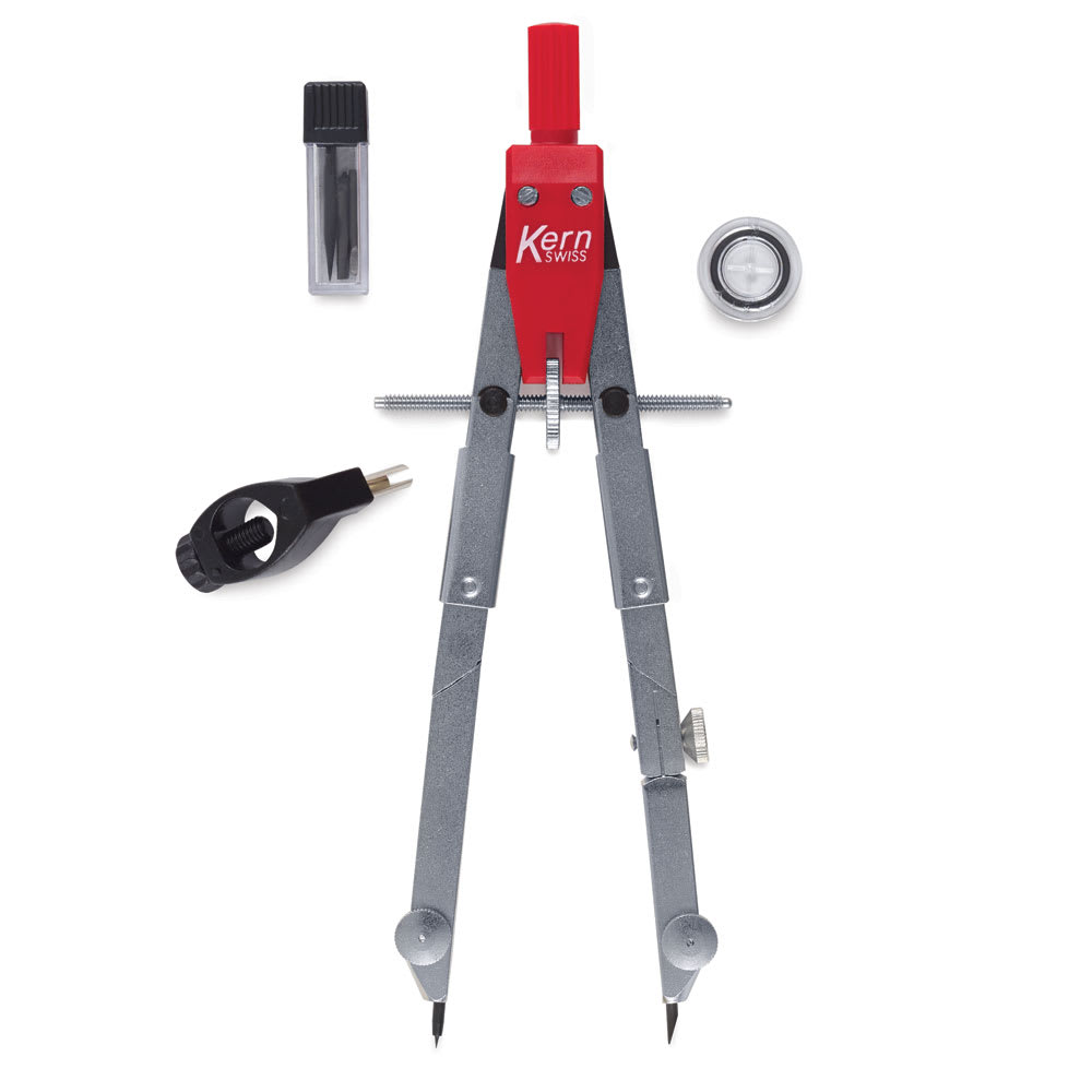 Open in modal - Kern Jointed Bow Compasses - Base model shown upright and slightly open
