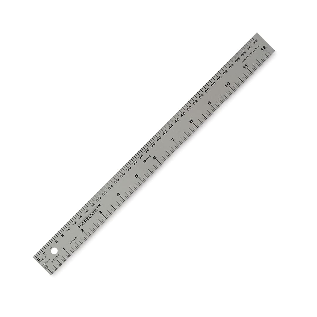 Open in modal - Fairgate Printer's Ruler - Angled view of 12" Ruler