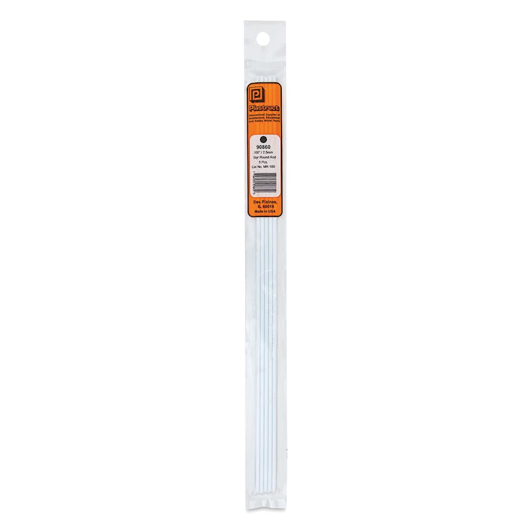 Open in modal - Plastruct Plastic Round Rod - Pkg of 5, 0.1" Dia × 10" L
