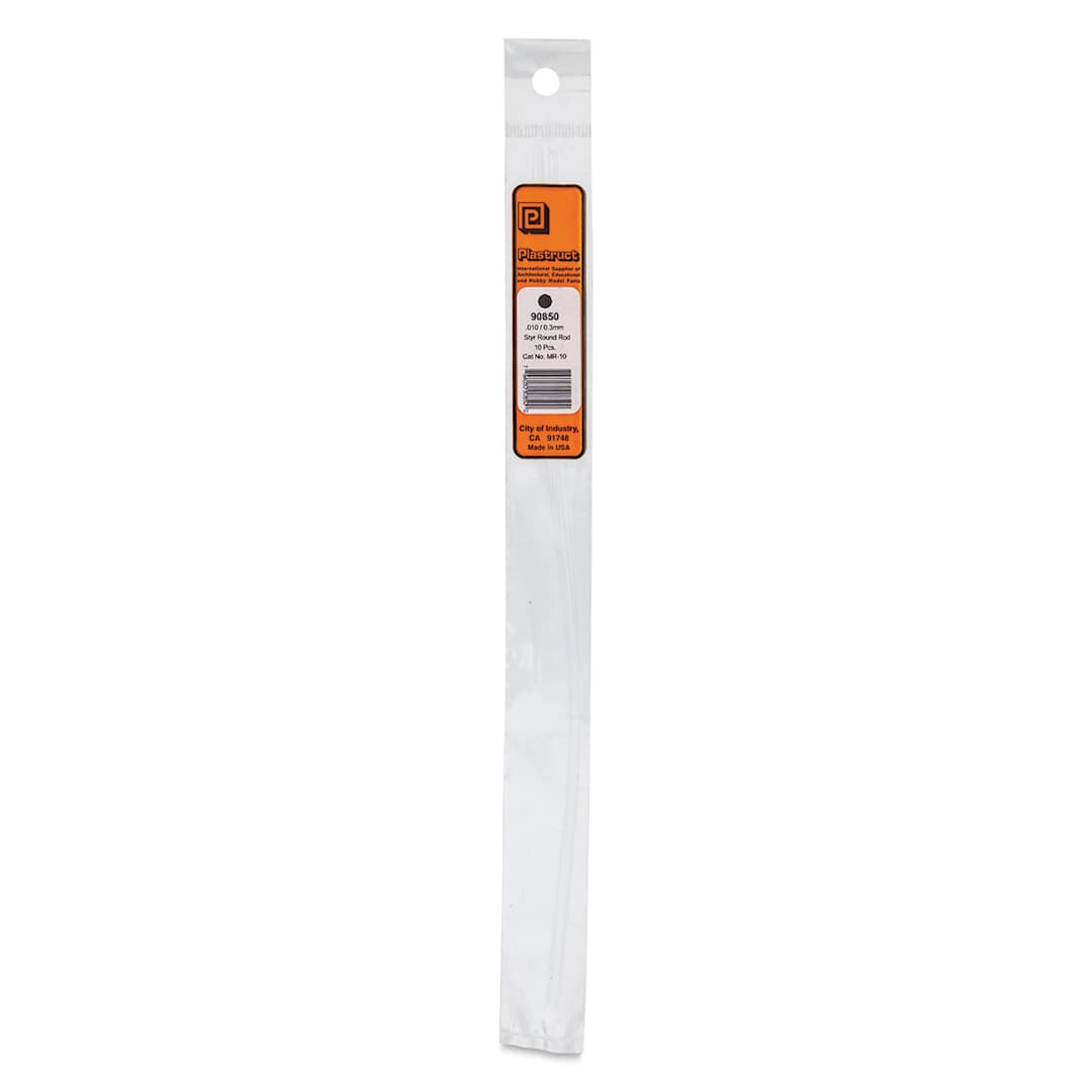 Open in modal - Plastruct Plastic Round Rod - Pkg of 10, 0.01" Dia × 10" L