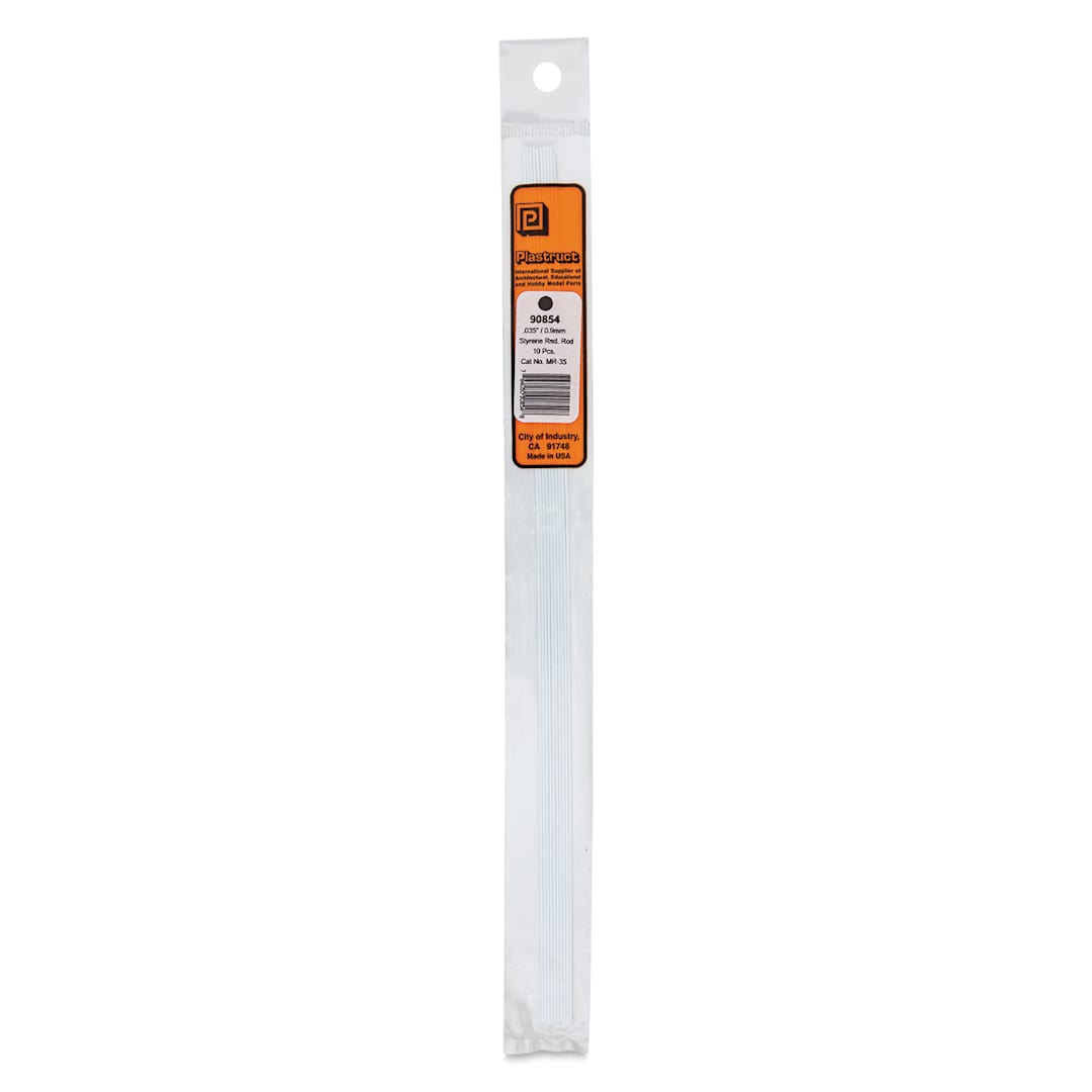 Open in modal - Plastruct Plastic Round Rod - Pkg of 10, 0.035" Dia × 10" L