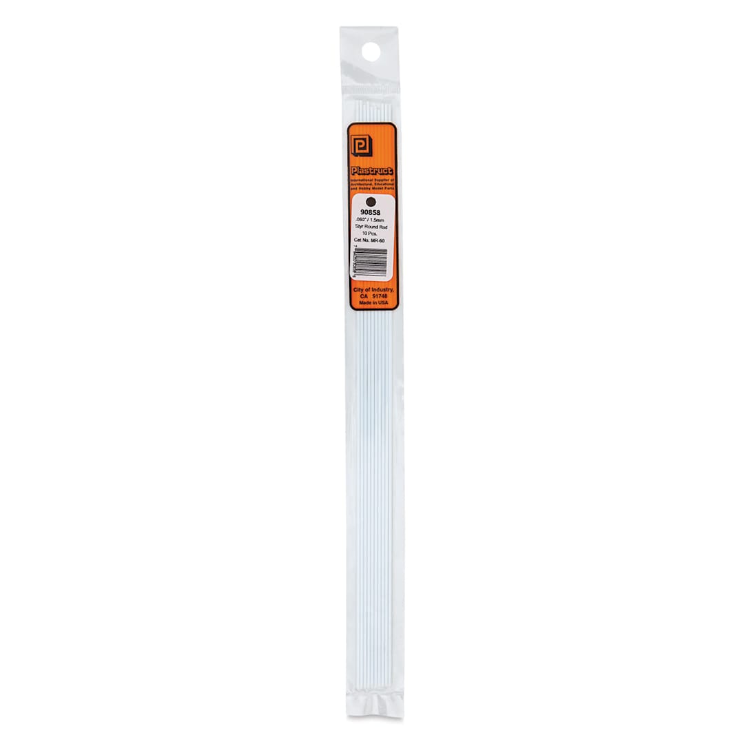 Open in modal - Plastruct Plastic Round Rod - Pkg of 10, 0.06" Dia × 10" L