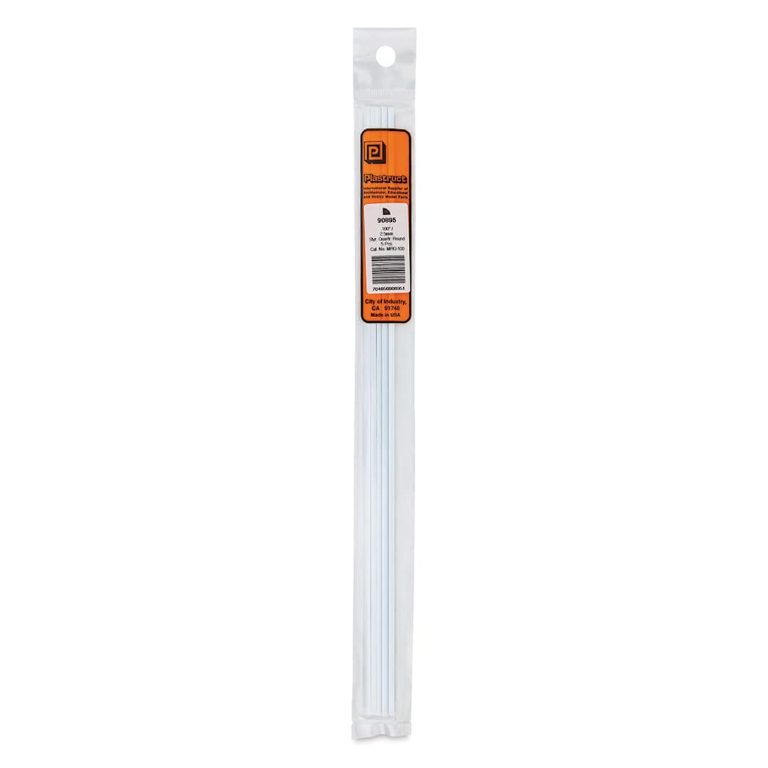 Open in modal - Plastruct Plastic Quarter-Round Rod - Pkg of 5, 0.1" H × 0.1" W × 10" L
