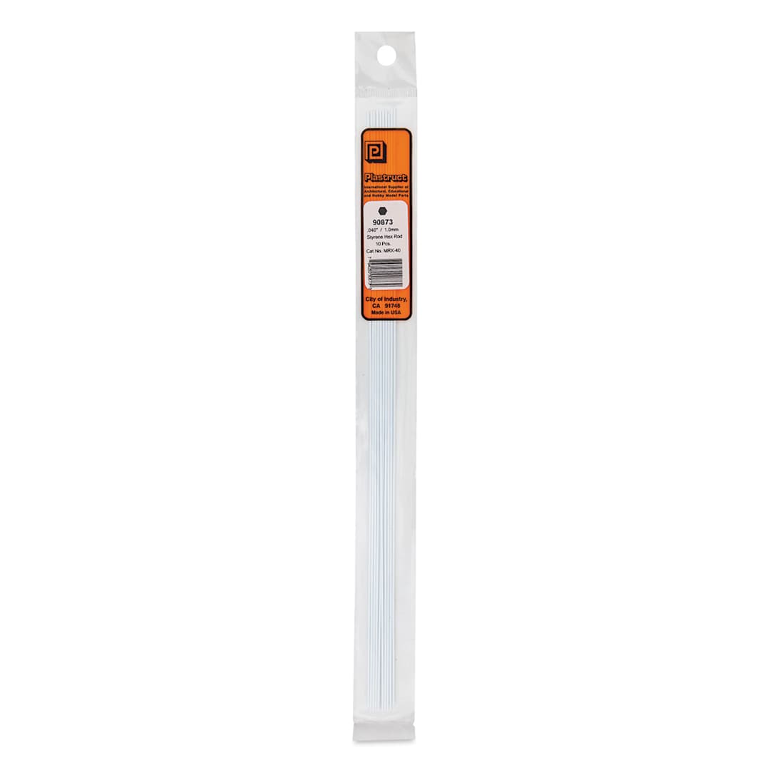 Open in modal - Plastruct Plastic Hexagon Rod - Pkg of 10, 0.04" W × 10" L