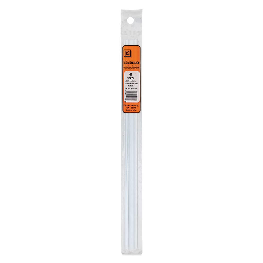 Open in modal - Plastruct Plastic Hexagon Rod - Pkg of 10, 0.06" W × 10" L