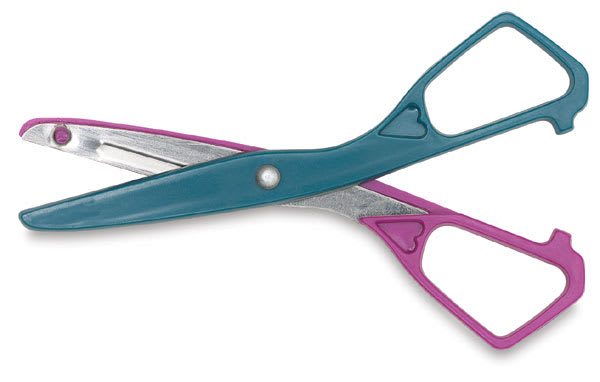 Open in modal - Acme Super Safety Scissors - Scissor shown horizontally with blade open slightly
