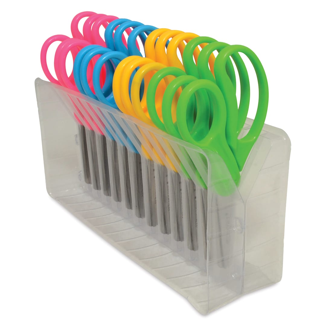 Open in modal - Westcott Hard Handle Kids Scissors - Pkg of 12, 5", Blunt, in storage rack
