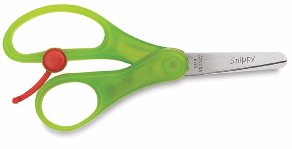 Open in modal - Spring Action Scissors - 5" Blunt children's scissors shown closed and horizontally