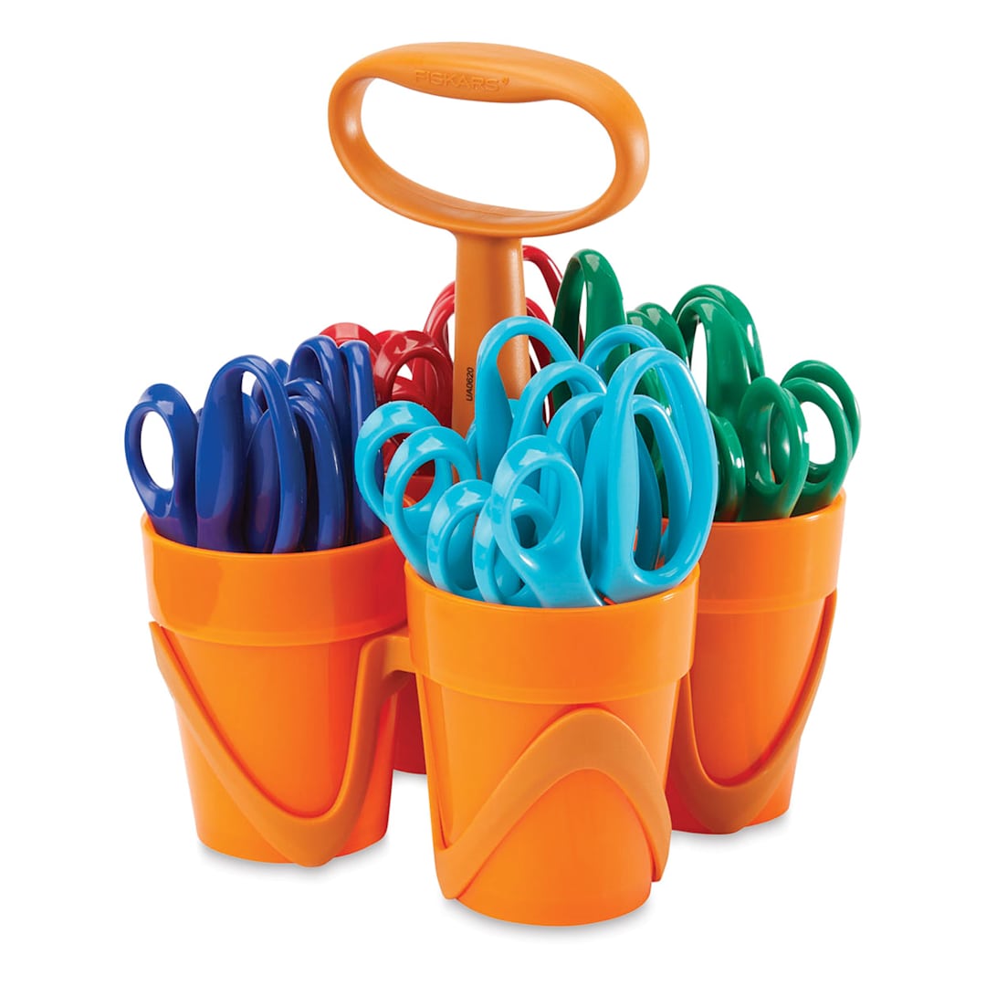 Open in modal - Fiskars Kids Scissors - Pkg of 24 with Caddy, Blunt