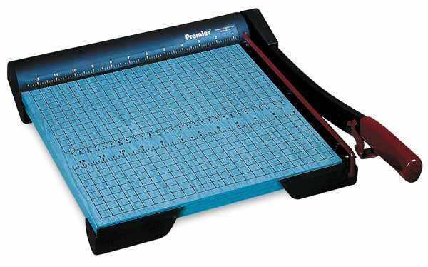 Open in modal - Martin Yale Premier Heavy Duty Trimmers - Left Angle view showing blade slightly raised
