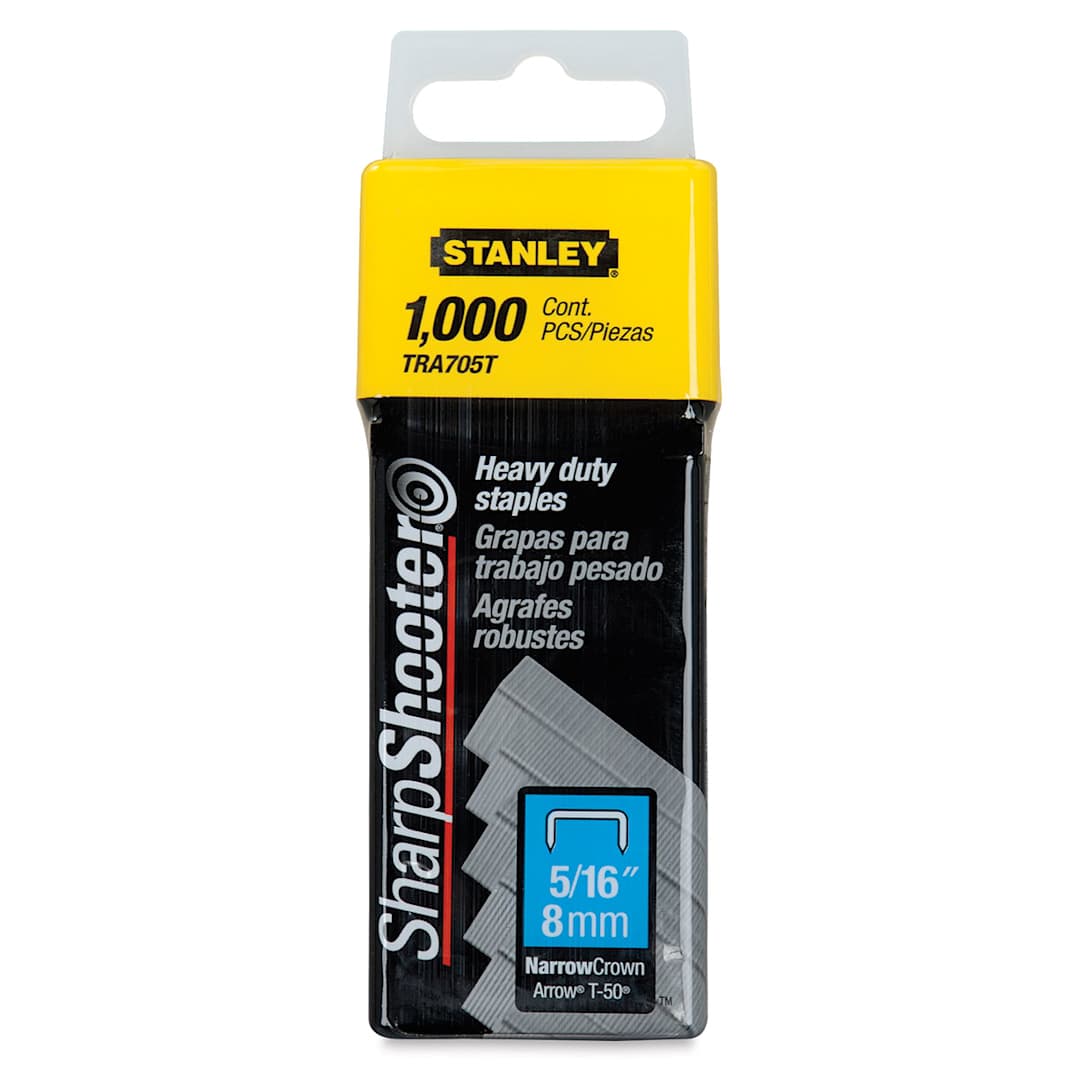 Open in modal - Stanley Heavy-Duty Staples - Front of Package of 1000 with 5/16" leg
