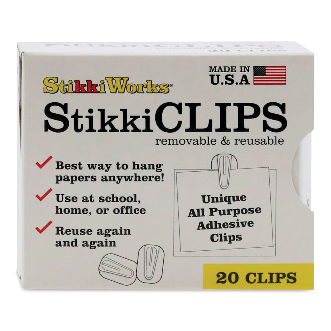 Open in modal - StikkiWorks StikkiClips - Adhesive Wax, Pkg of 20, front of the packaging.