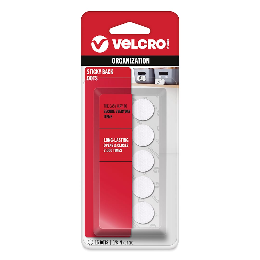 Open in modal - Velcro Sticky Back Fasteners - Pkg of 15, White, 5/8" Dots