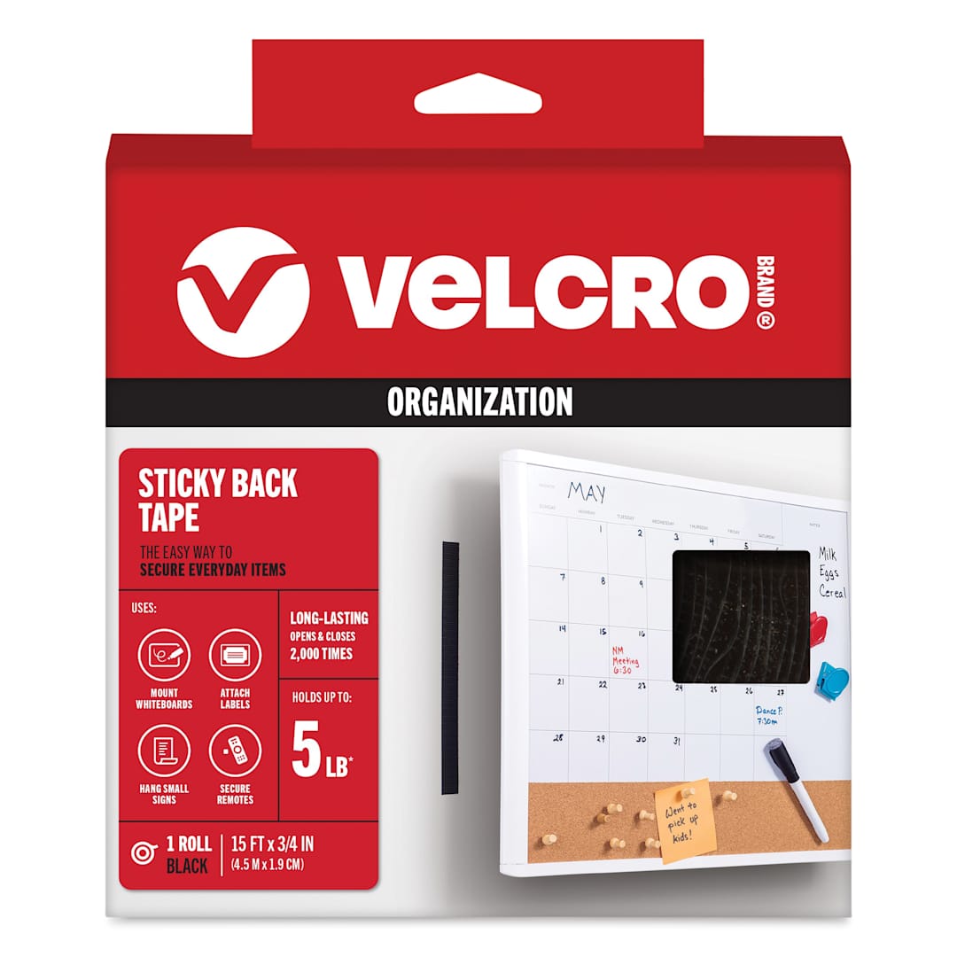 Open in modal - Velcro Sticky Back Fasteners - Black, 3/4" x 15 ft, Tape Roll front of packaging