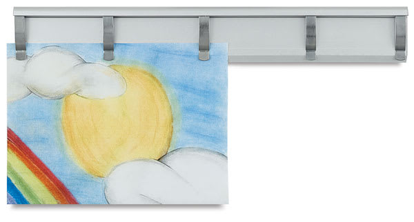 Open in modal - Aluminum Clip Display Rail - front view holding artwork
