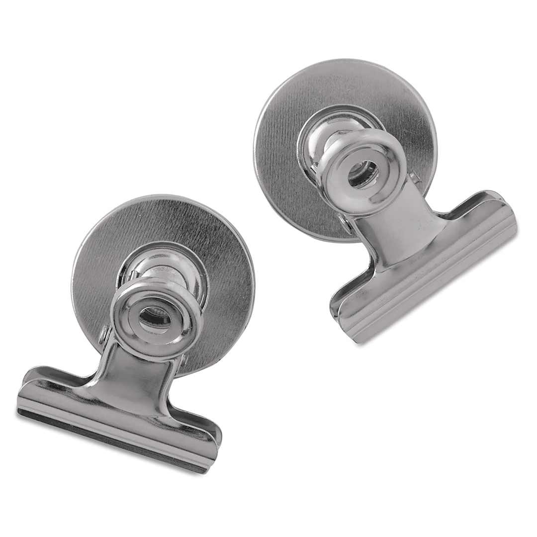 Open in modal - Officemate Magnetic Spring Clips - 2 Clips with magnetic backs shown