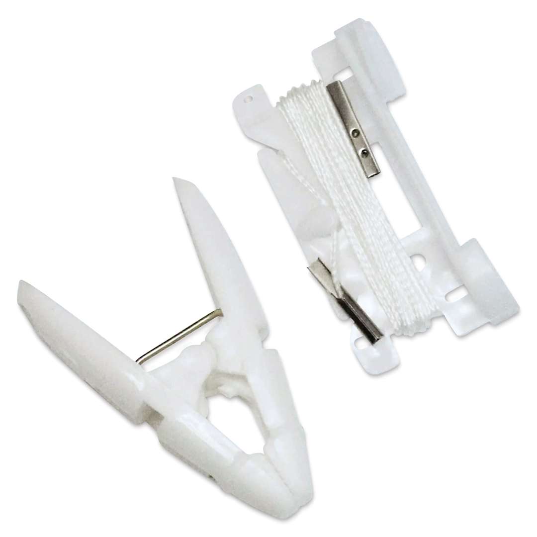 Open in modal - StikkiWorks Ceiling Hanglers Grid Clip Kits - Close up of clip and hanger