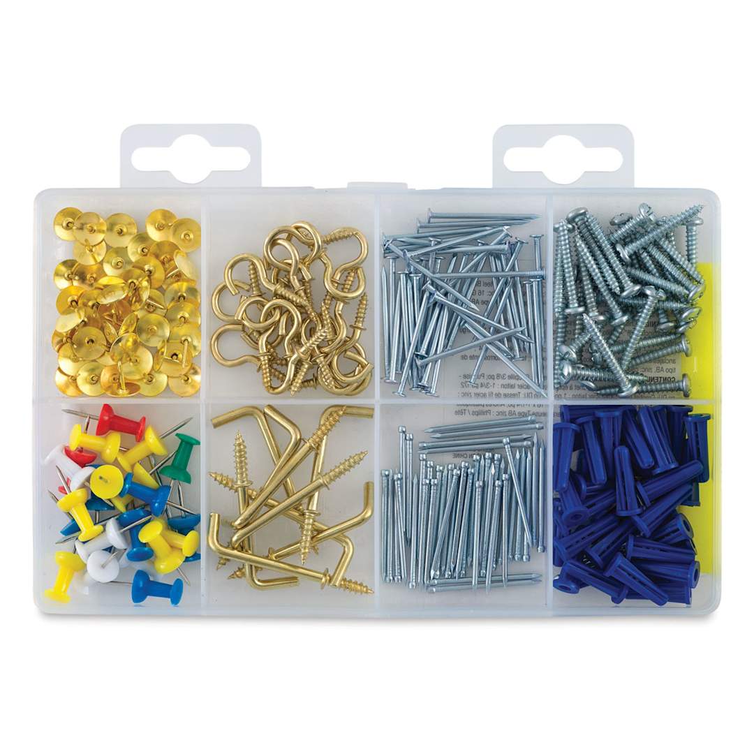 Open in modal - Hillman Household Kit - open package of 8 types of fasteners