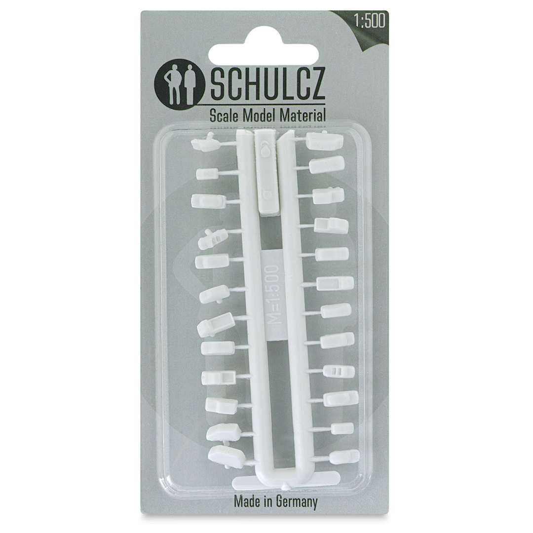 Open in modal - Schulcz Scale Model Vehicles - Cars and Bus, Pkg of 25, 1:500, 1/40" (front of package)