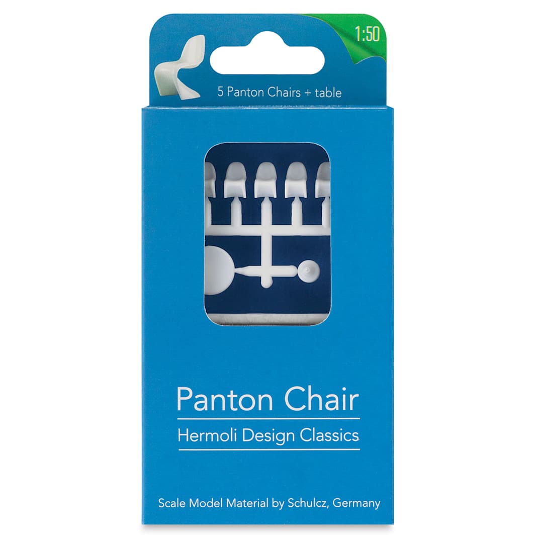 Open in modal - Schulcz Scale Model Furniture - Panton Chairs and Table, Pkg of 6, 1:50, 1/4" (front of package)