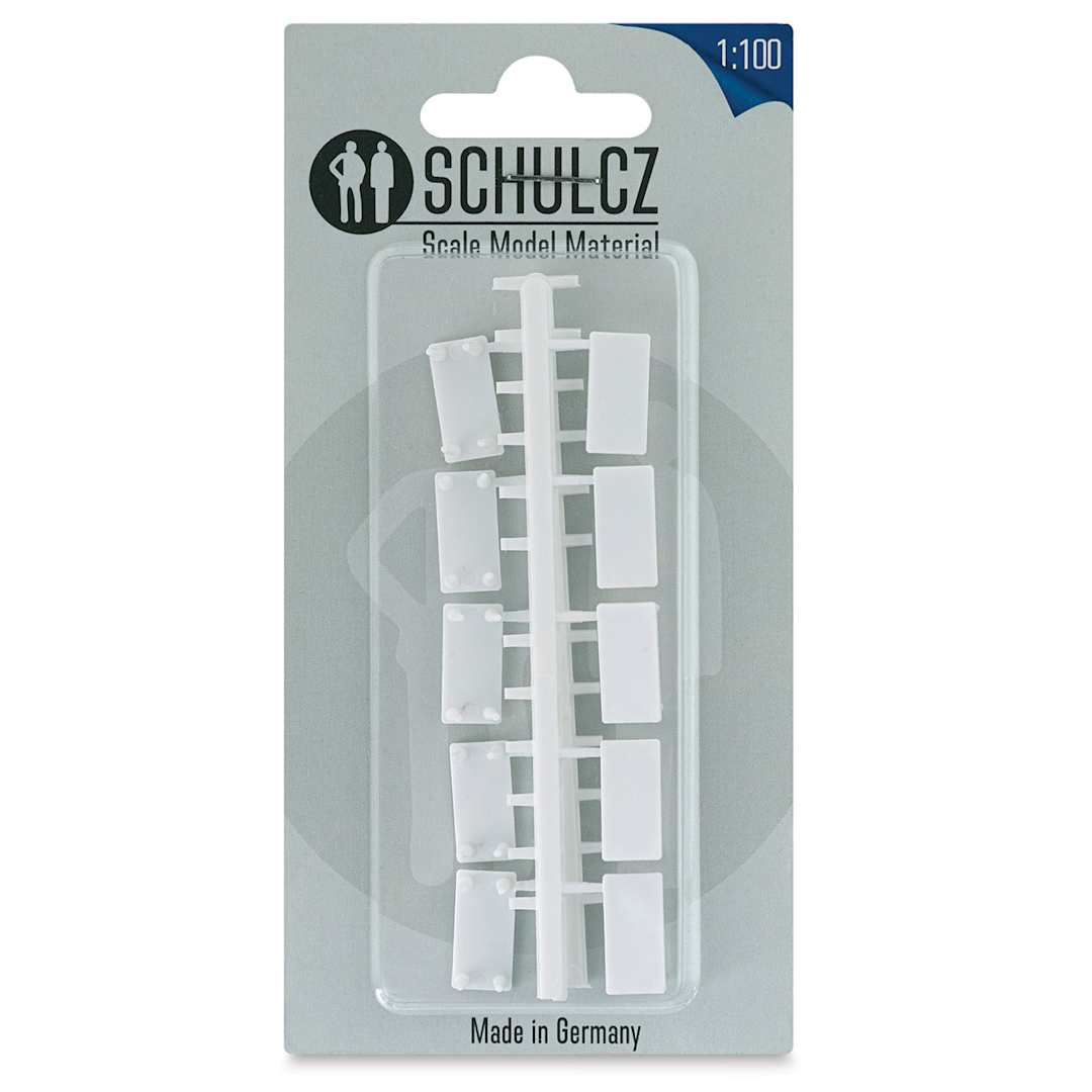 Open in modal - Schulcz Scale Model Furniture - Rectangular Tables, Pkg of 10, 1:100, 1/8" (front of package)