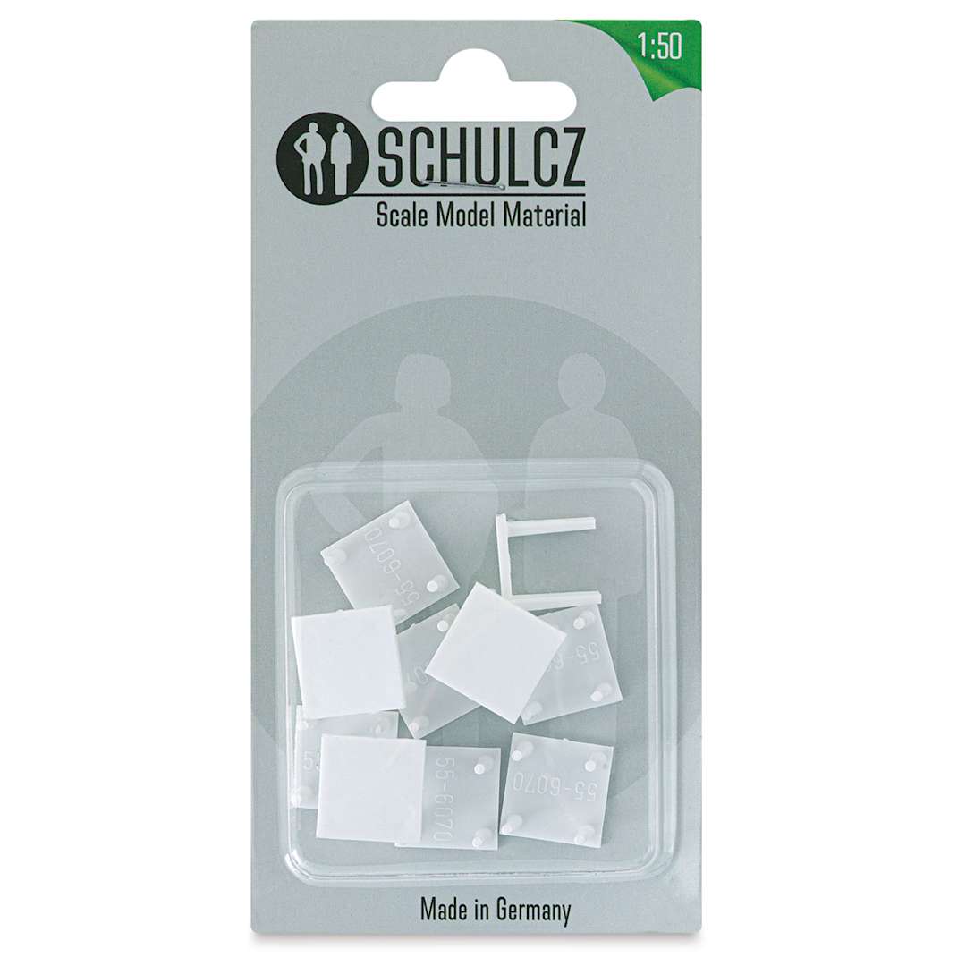 Open in modal - Schulcz Scale Model Furniture - Square Tables, Pkg of 10, 1:50, 1/4" (front of package)