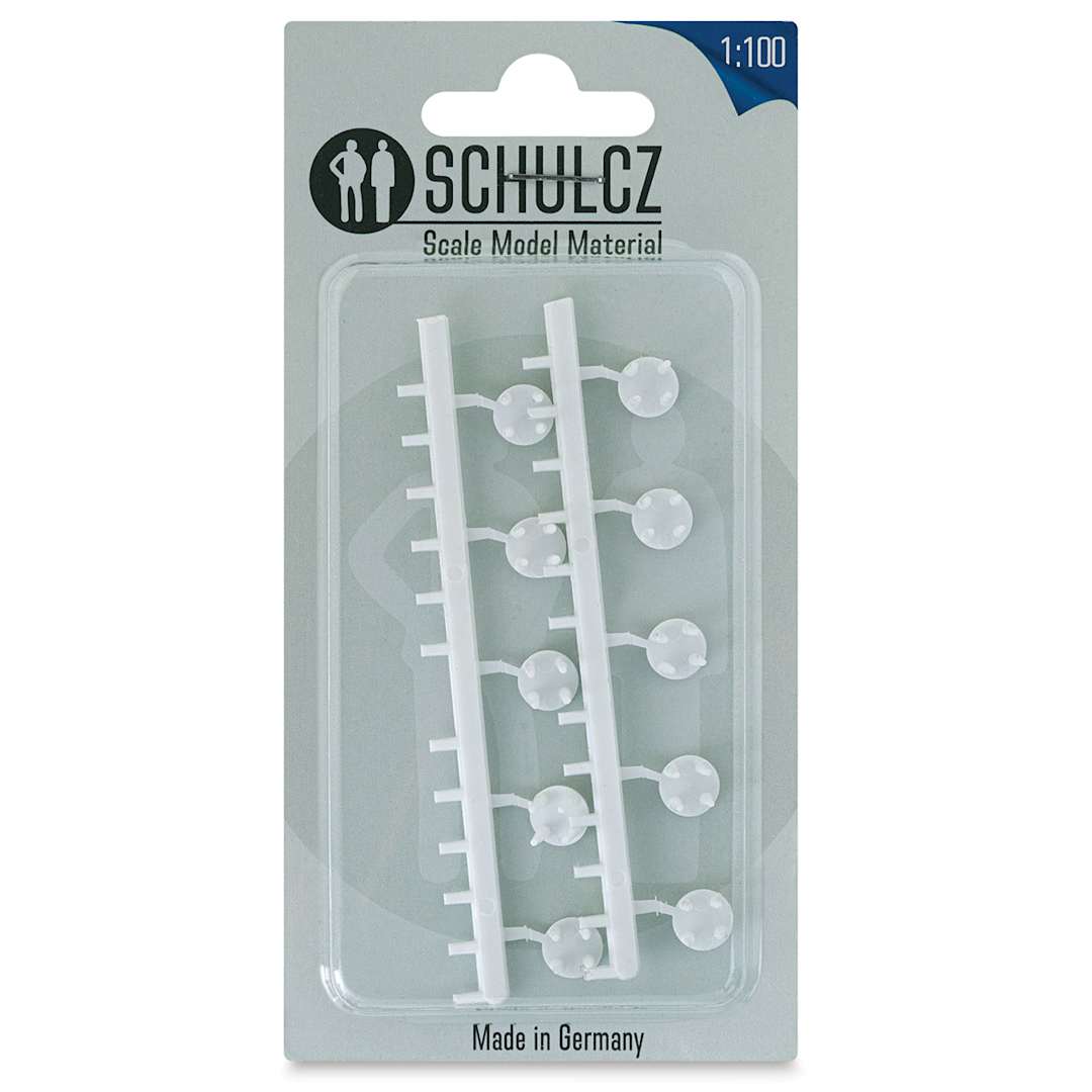 Open in modal - Schulcz Scale Model Furniture - Round Tables, Pkg of 10, 1:100, 1/8" (front of package)