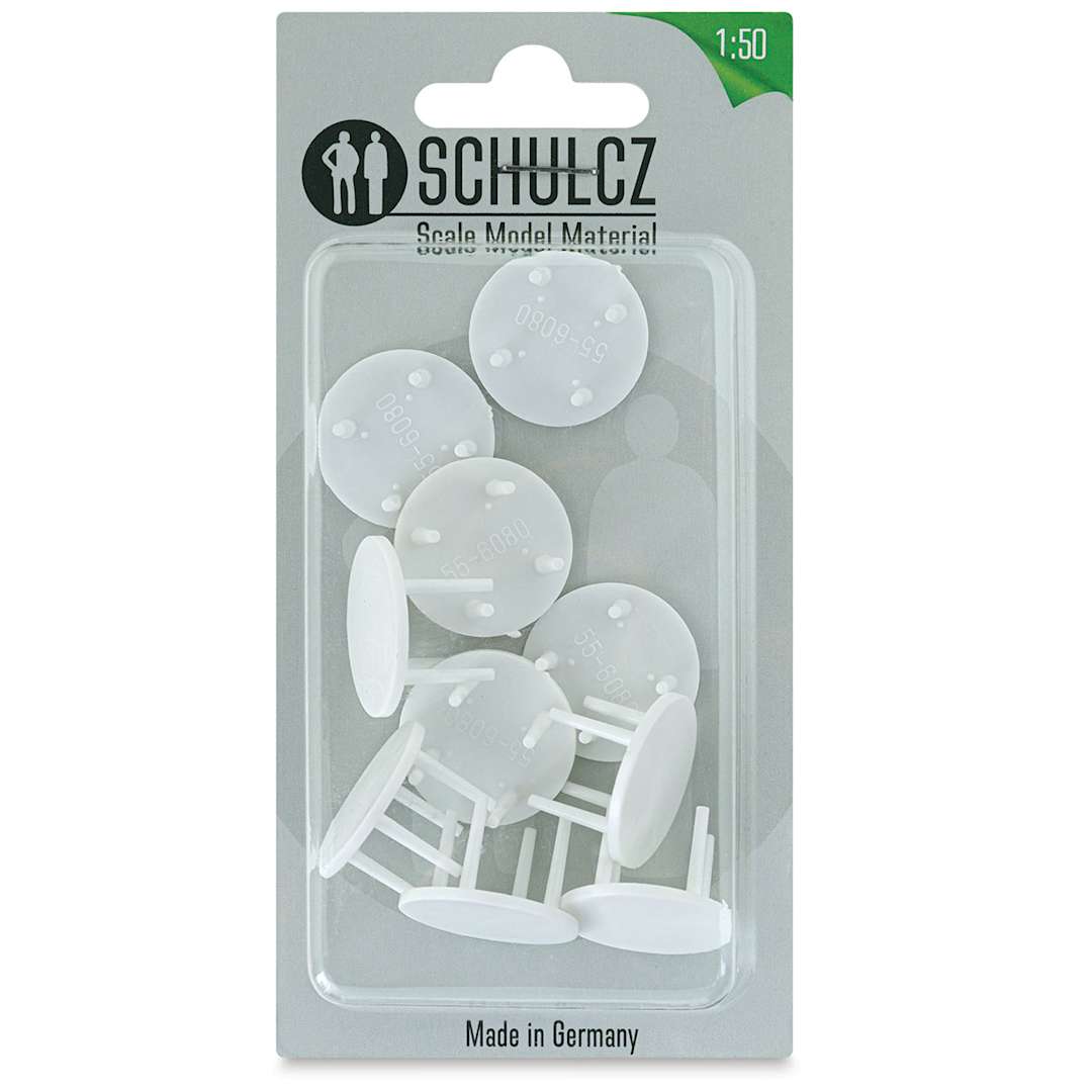 Open in modal - Schulcz Scale Model Furniture - Round Tables, Pkg of 10, 1:50, 1/4" (front of package)