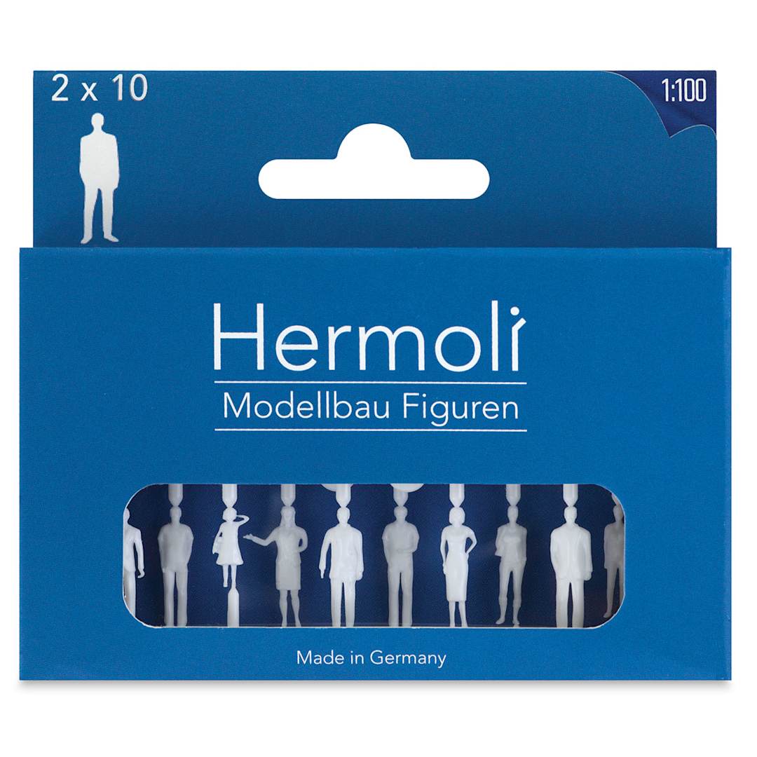 Open in modal - Schulcz Scale Model Figures - Hermoli Standing, Pkg of 20, 1:100, 1/8" (front of box)