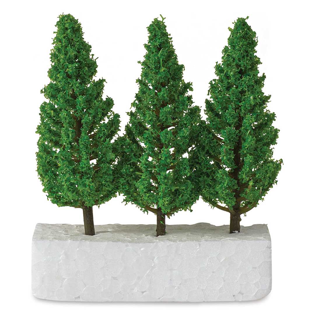 Open in modal - Schulcz Scale Model Trees - Leafy Tree, Light Green, Plastic Trunk, 75 mm, Pkg of 3