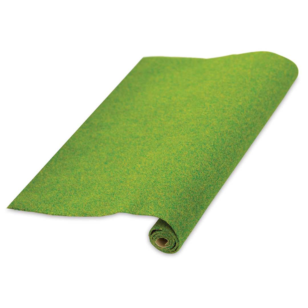 Open in modal - Schulcz Scale Model Grass Mat - Light Green, 11-3/4" x 15-3/4" (product unrolled to show the top)