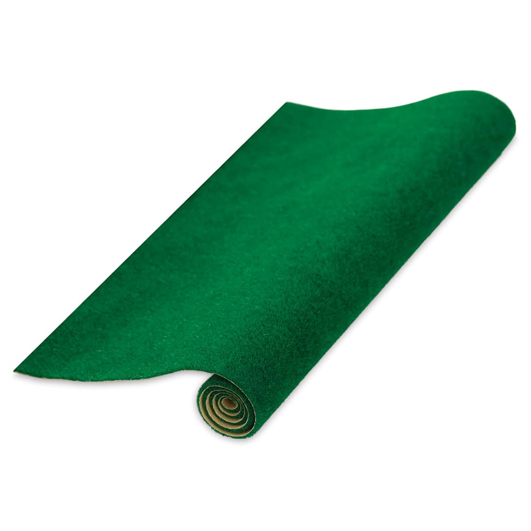 Open in modal - Schulcz Scale Model Grass Mat - Dark Green, 11-3/4" x 15-3/4" (unrolled to show top of the mat)