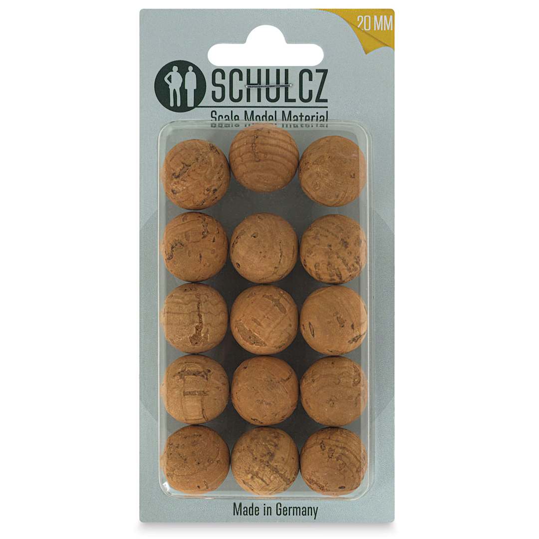 Open in modal - Schulcz Scale Model Foliage Spheres - Cork, 20 mm, Pkg of 15 (front of package)