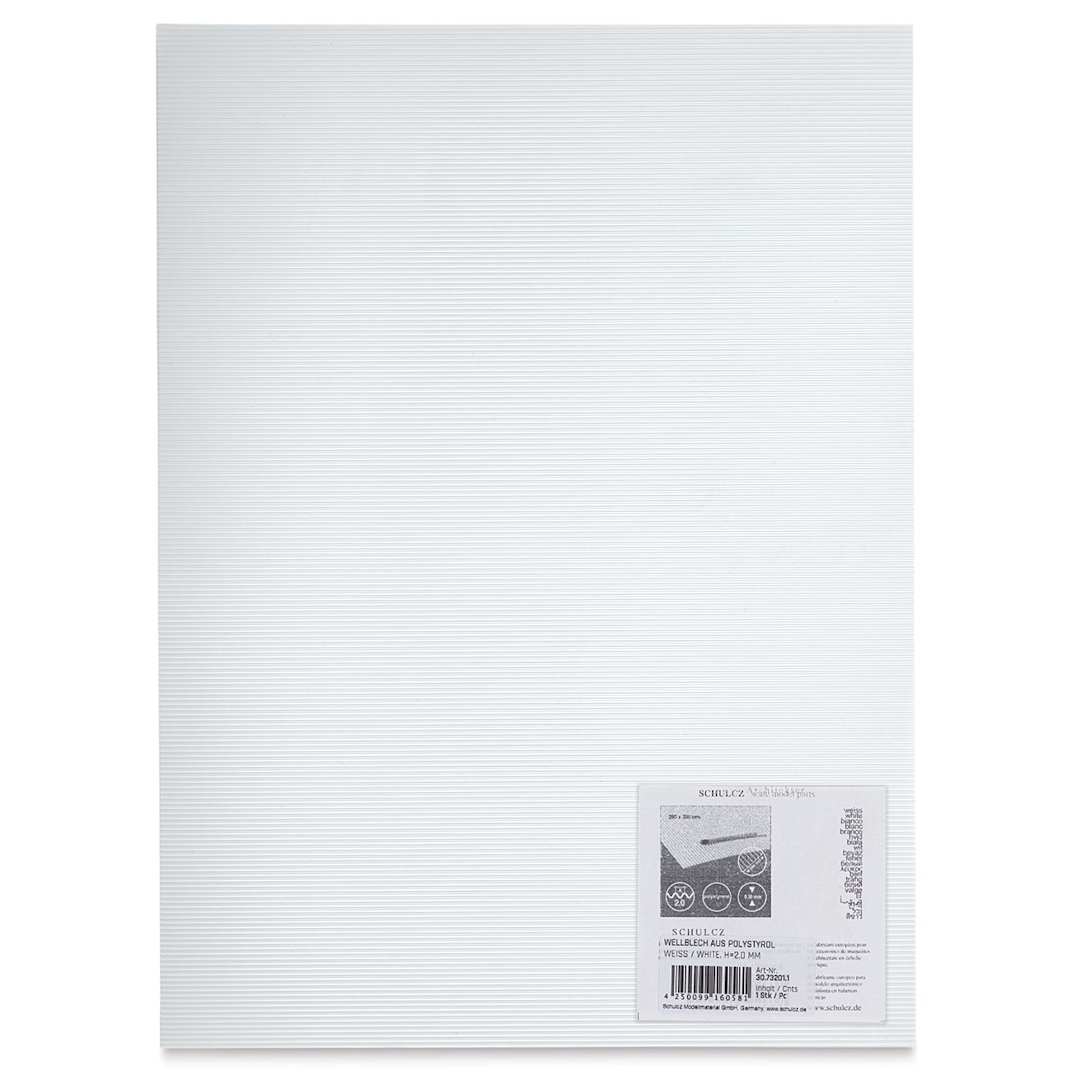 Open in modal - Schulcz Structured Plastic Sheet - Polystyrene, White, 2 mm, 7-5/8" x 11-3/4" (front of package)