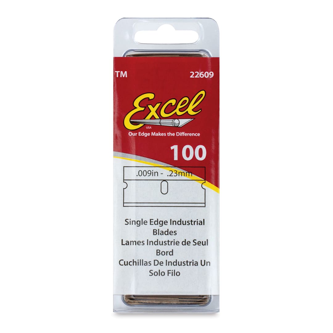 Open in modal - Excel Blades Single-Edge Razor Blade Pack - Pkg of 100 - front of packaging
