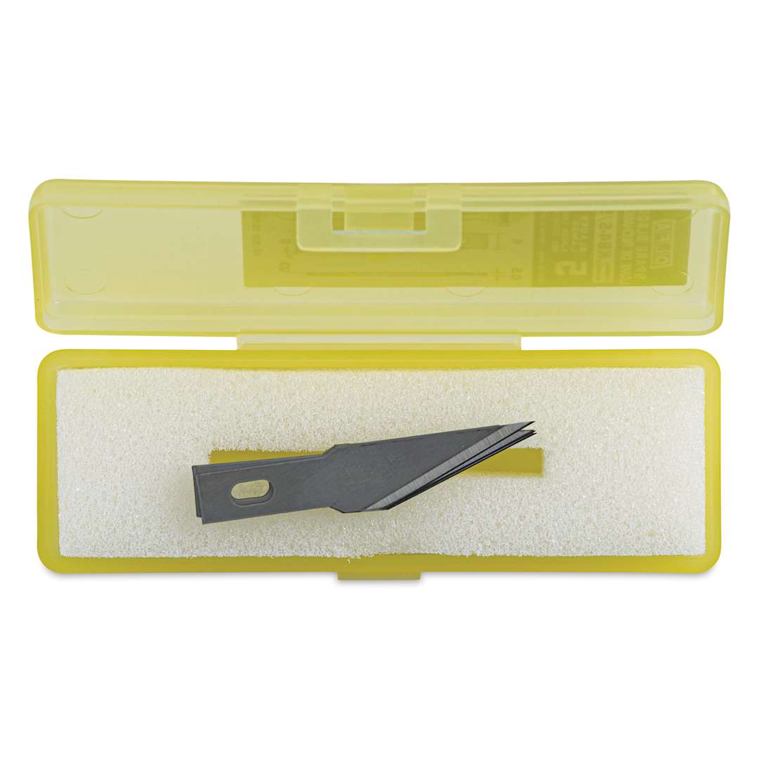 Open in modal - Olfa Precision Art Blades - Pkg of 5, inside carrying case with lid open