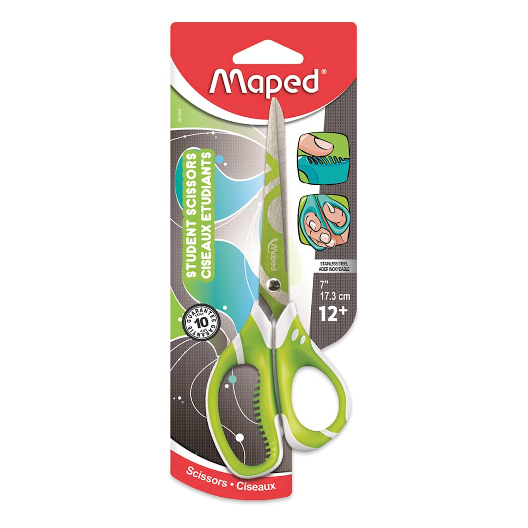 Open in modal - Maped Zenoa Fit Multi-Purpose Scissors - 7", Student Version, Universal - green scissors packaging