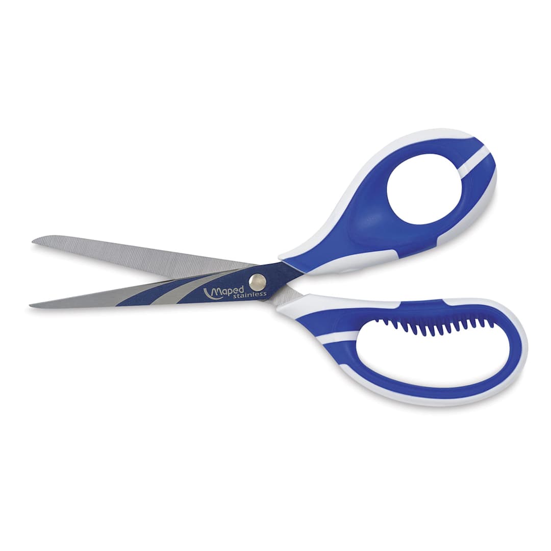 Open in modal - Maped Zenoa Fit Multi-Purpose Scissors - Side view of 7 inch scissors slightly open
