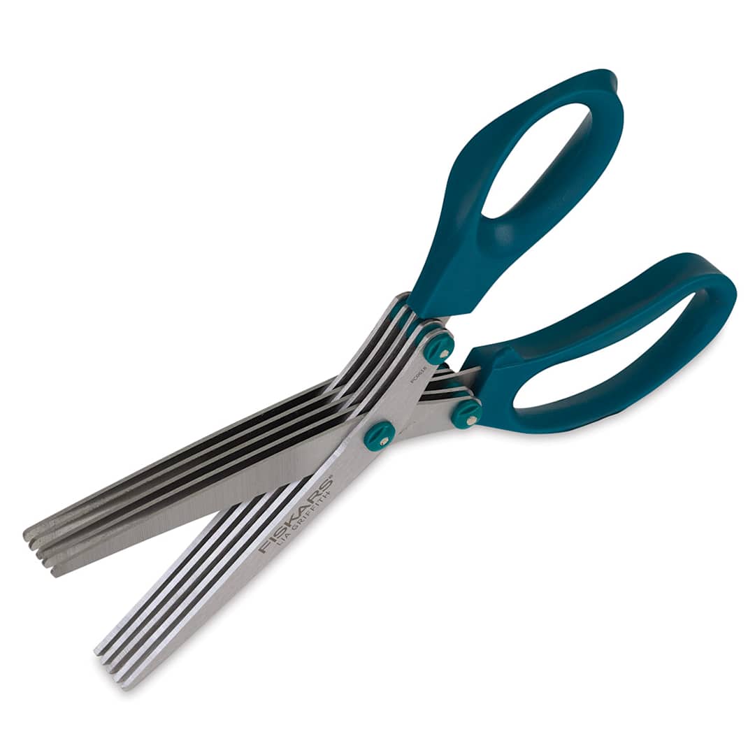 Open in modal - Fiskars Lia Griffith Fringe Scissors - Open showing 4 blades